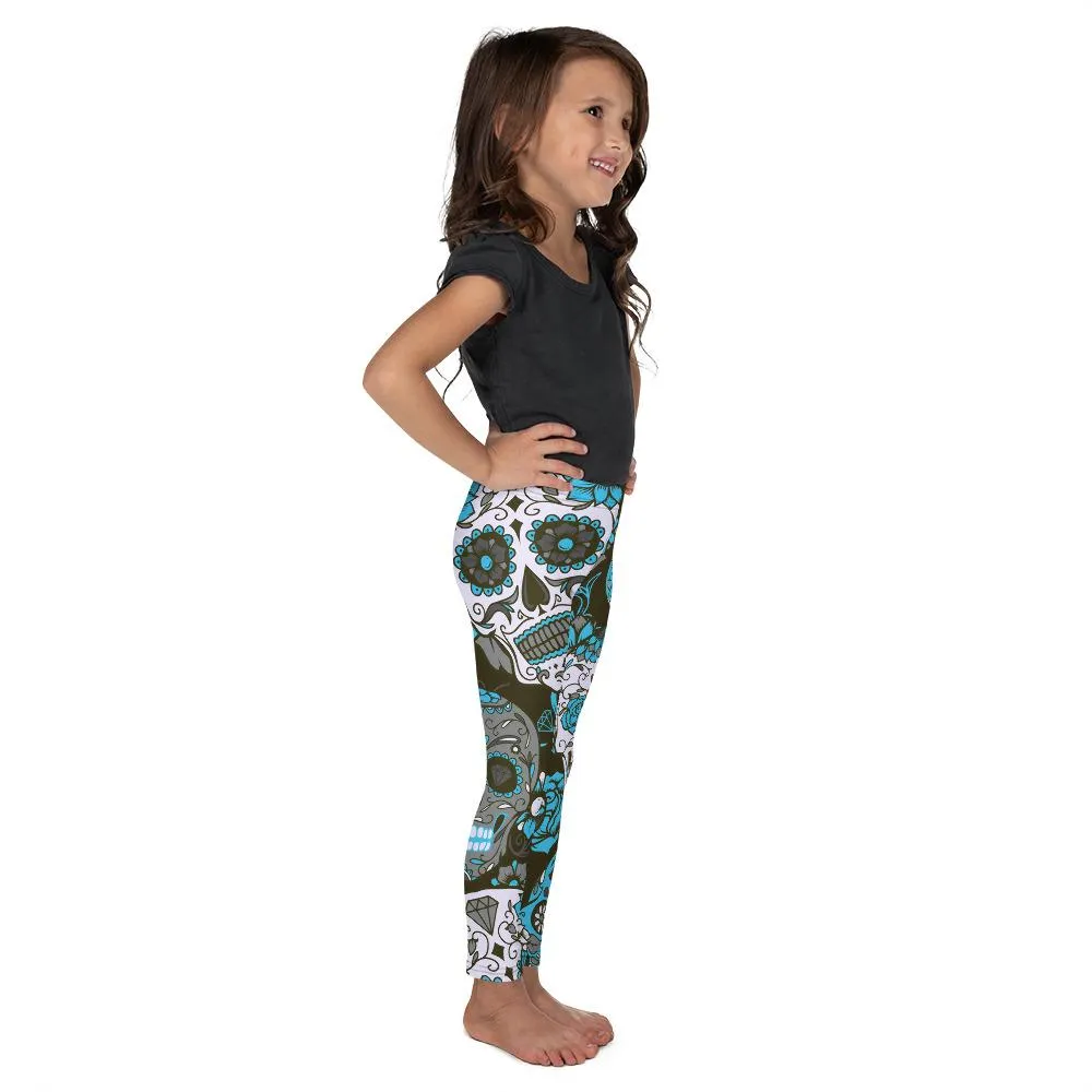 Sky Blue Sugar Skull Kid's Leggings