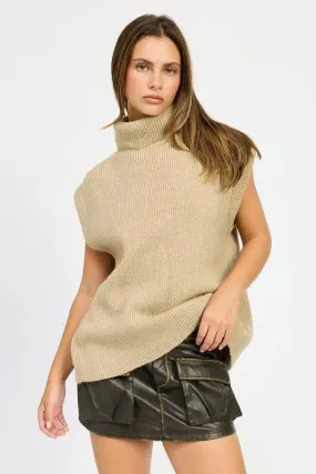 Split Back Turtleneck Sweater Top