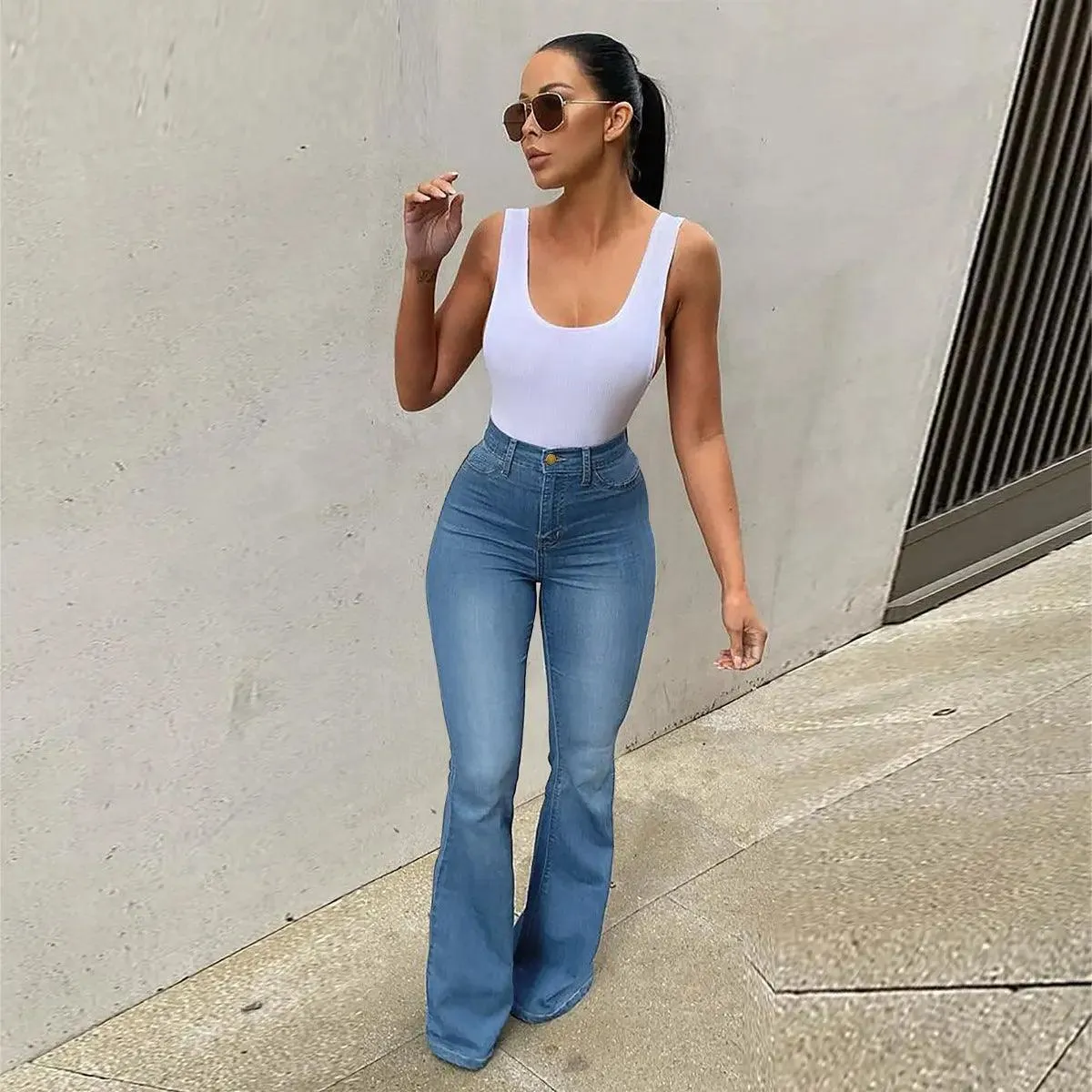 Stretch High Waist Denim Pants