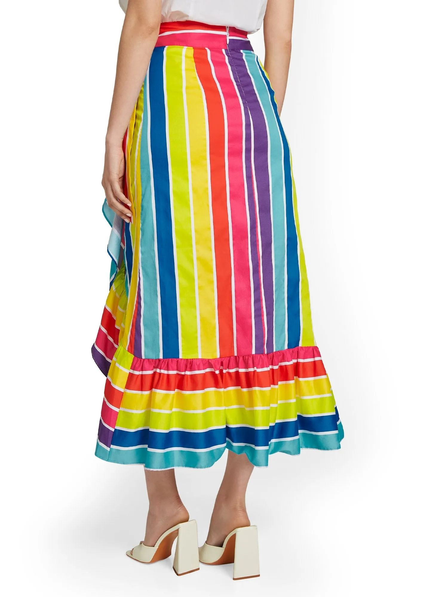 Striped Ruffle Maxi Skirt