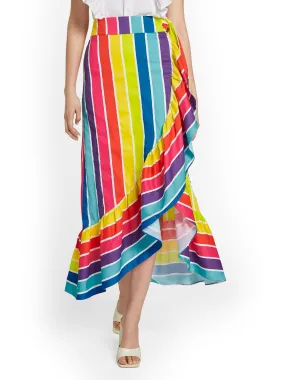 Striped Ruffle Maxi Skirt