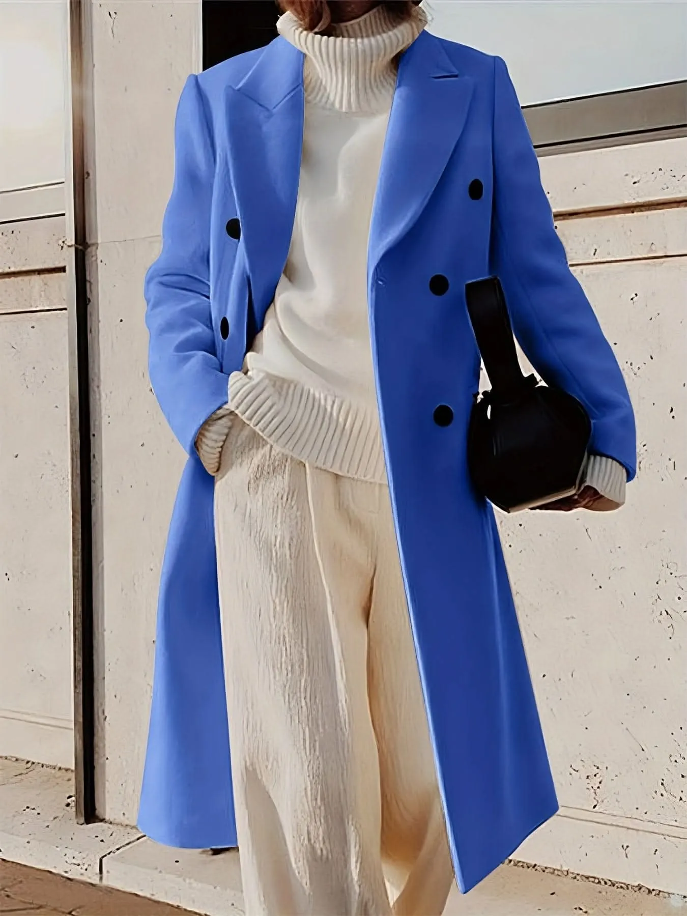 Stylish Double-Breasted Lapel Overcoat