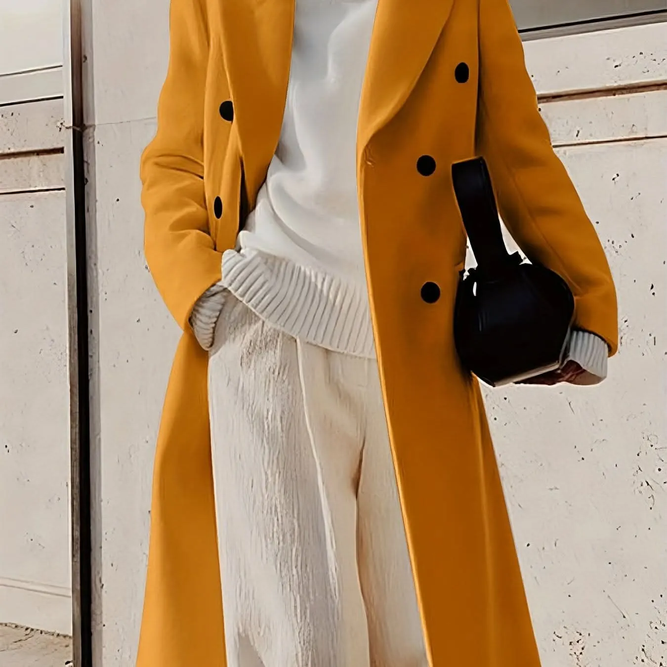 Stylish Double-Breasted Lapel Overcoat