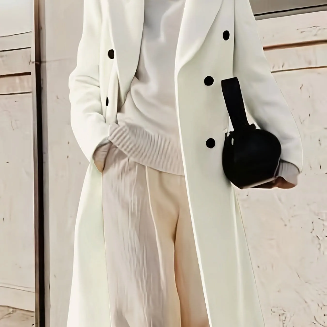 Stylish Double-Breasted Lapel Overcoat