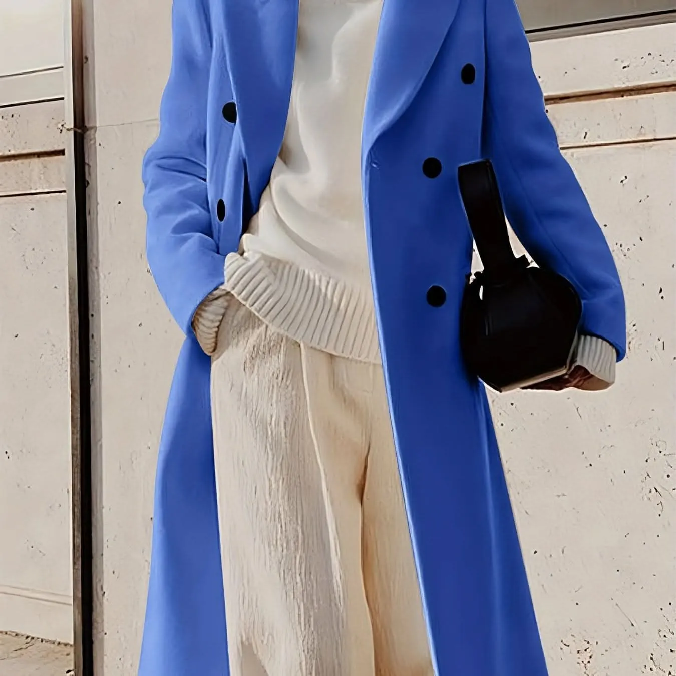 Stylish Double-Breasted Lapel Overcoat