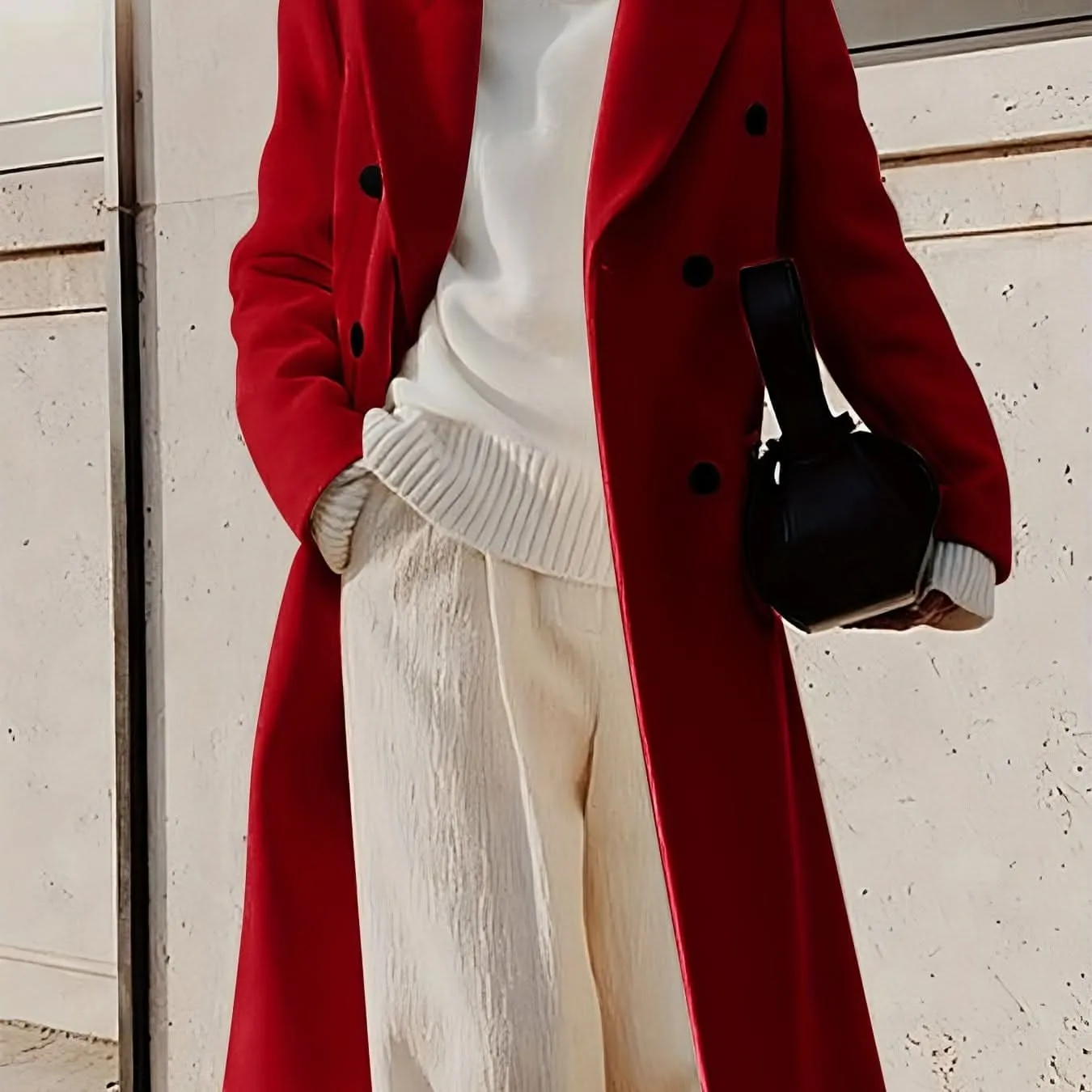 Stylish Double-Breasted Lapel Overcoat