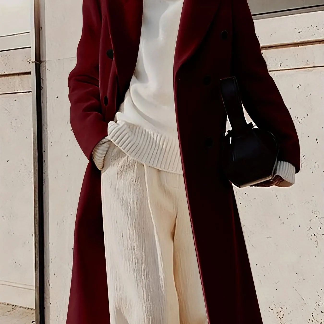 Stylish Double-Breasted Lapel Overcoat