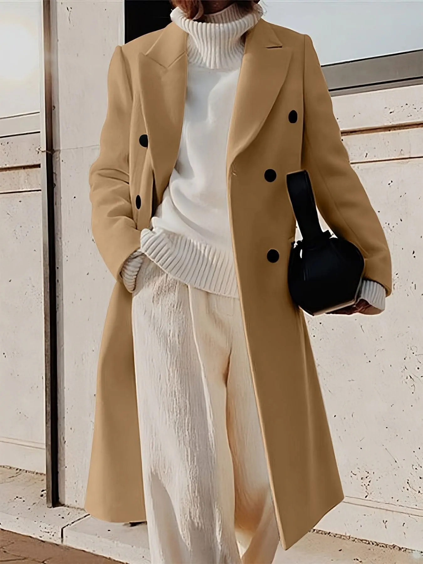 Stylish Double-Breasted Lapel Overcoat