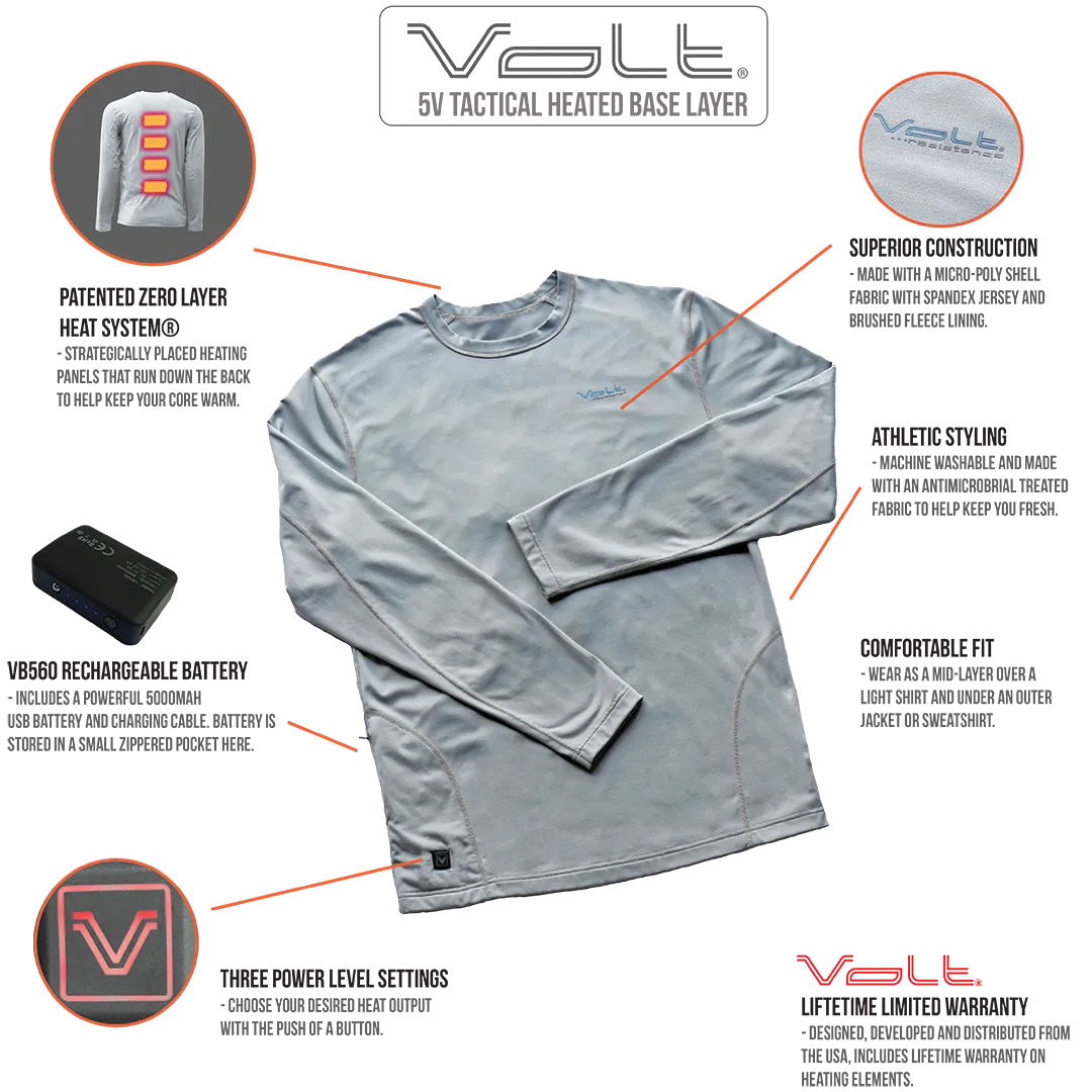 TACTICAL 5v Heated Base Layer - Grey