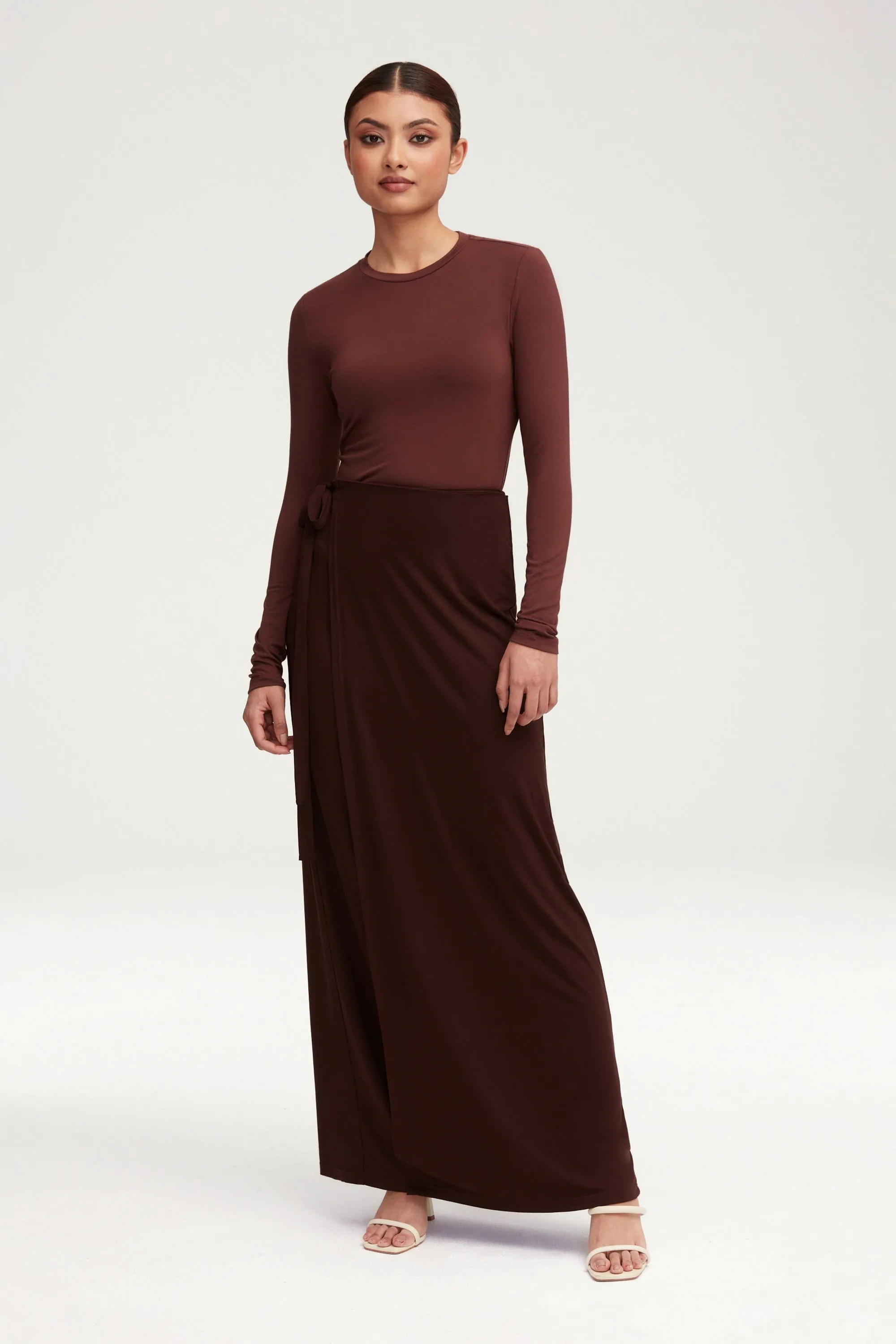 Talia Jersey Wrap Maxi Skirt - Espresso