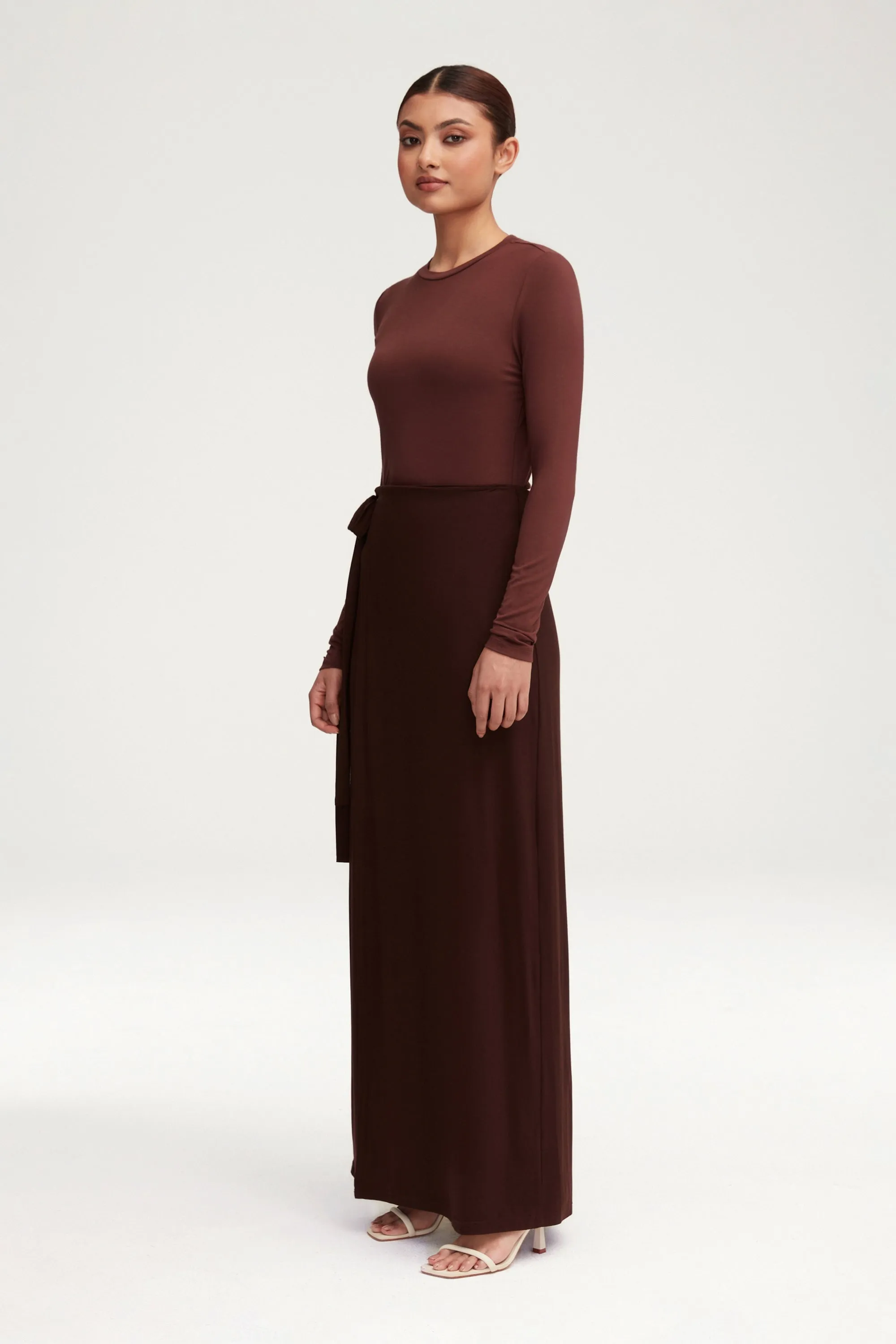 Talia Jersey Wrap Maxi Skirt - Espresso