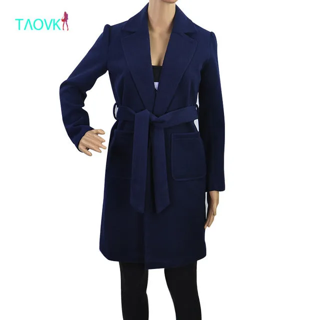 TAOVK Women overcoat long over coats solid color Overcoat