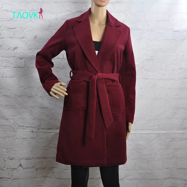 TAOVK Women overcoat long over coats solid color Overcoat