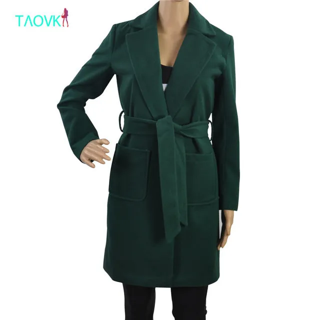 TAOVK Women overcoat long over coats solid color Overcoat