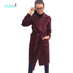 TAOVK Women overcoat long over coats solid color Overcoat