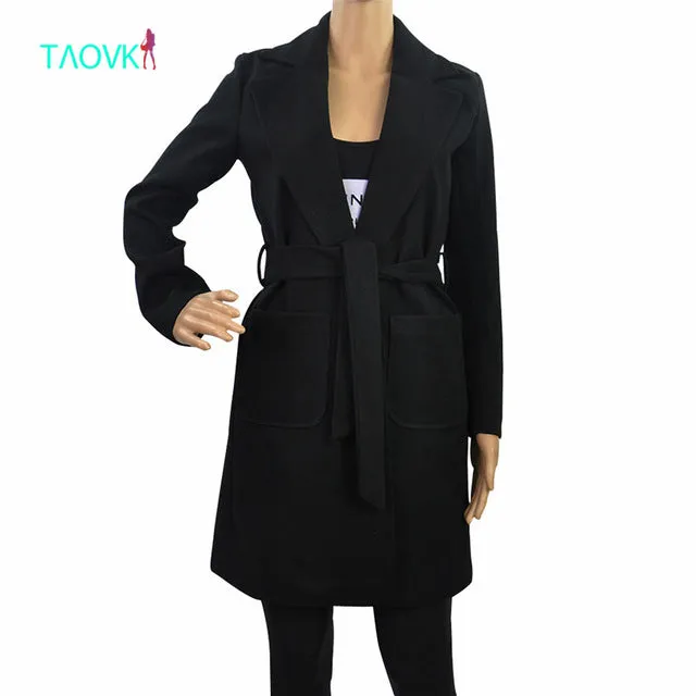 TAOVK Women overcoat long over coats solid color Overcoat