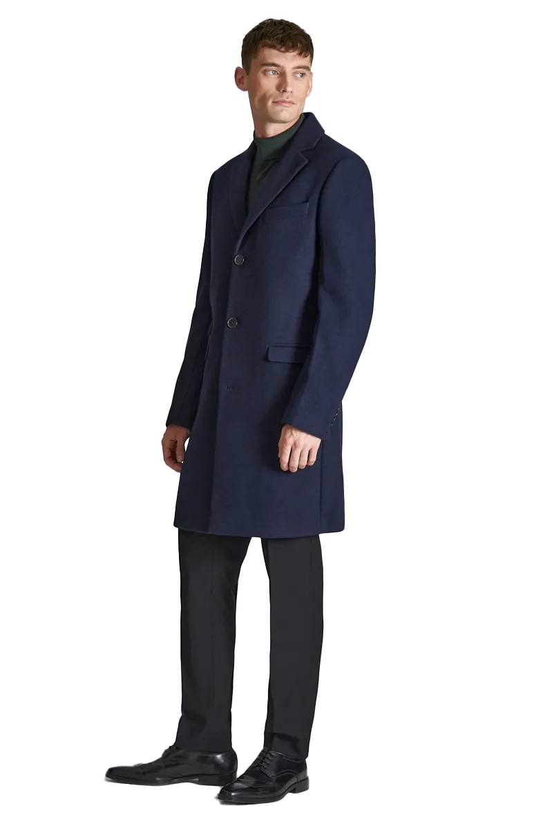 Ted Baker Navy Blue Slim Fit Overcoat