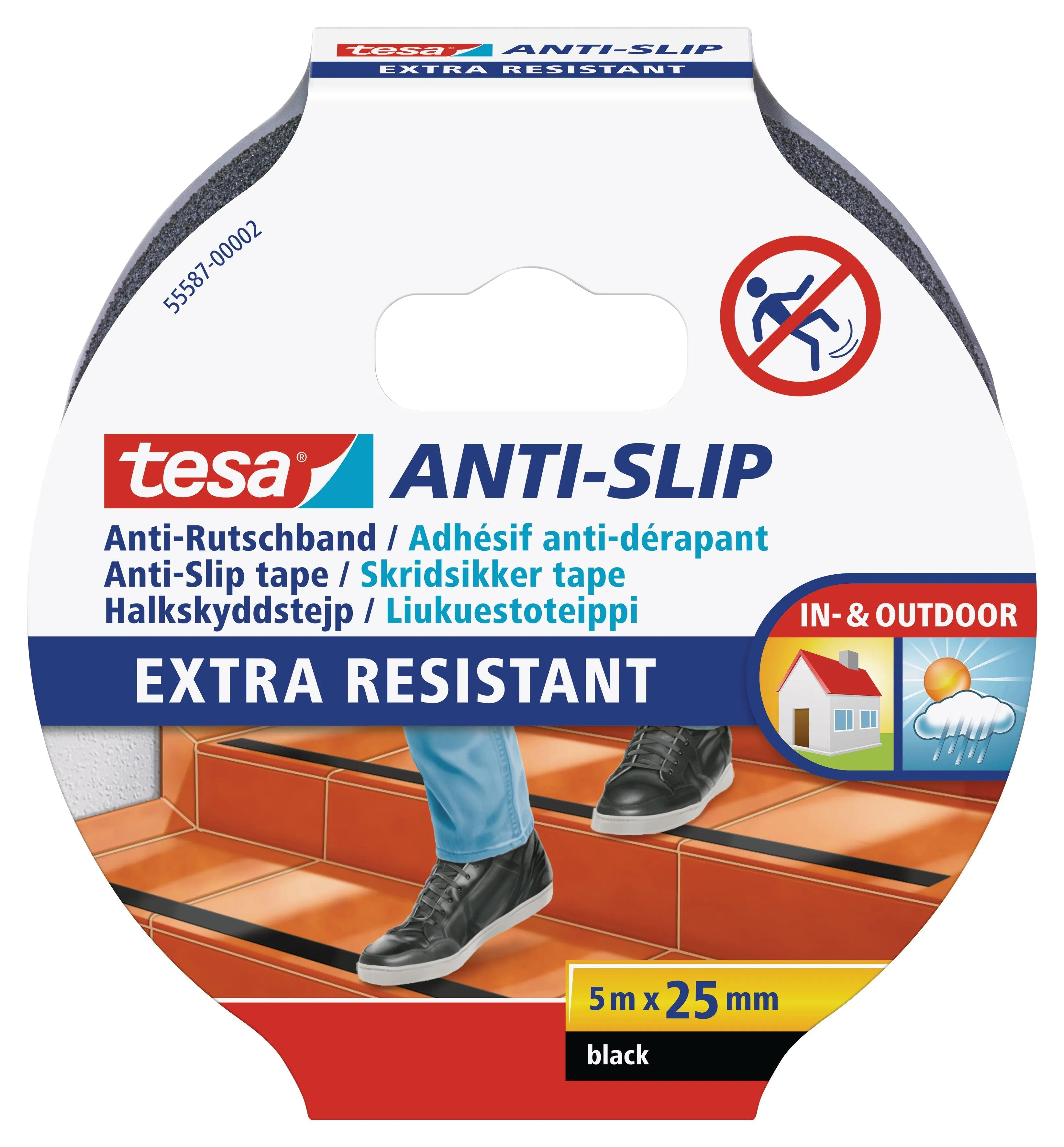 TESA Anti-Slip Tape Black 5m x 25mm - Extra Resistant