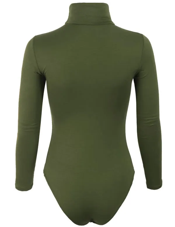 Turtleneck Bodysuit with Snap Button Closure