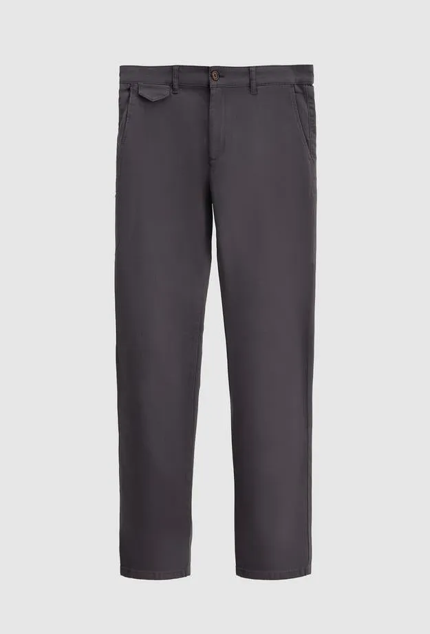 Twn Slim Fit Grey Dobby Chino Trousers