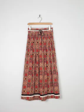 Vintage 1970s Maxi Folk Style Corduroy Red Skirt 26" XS