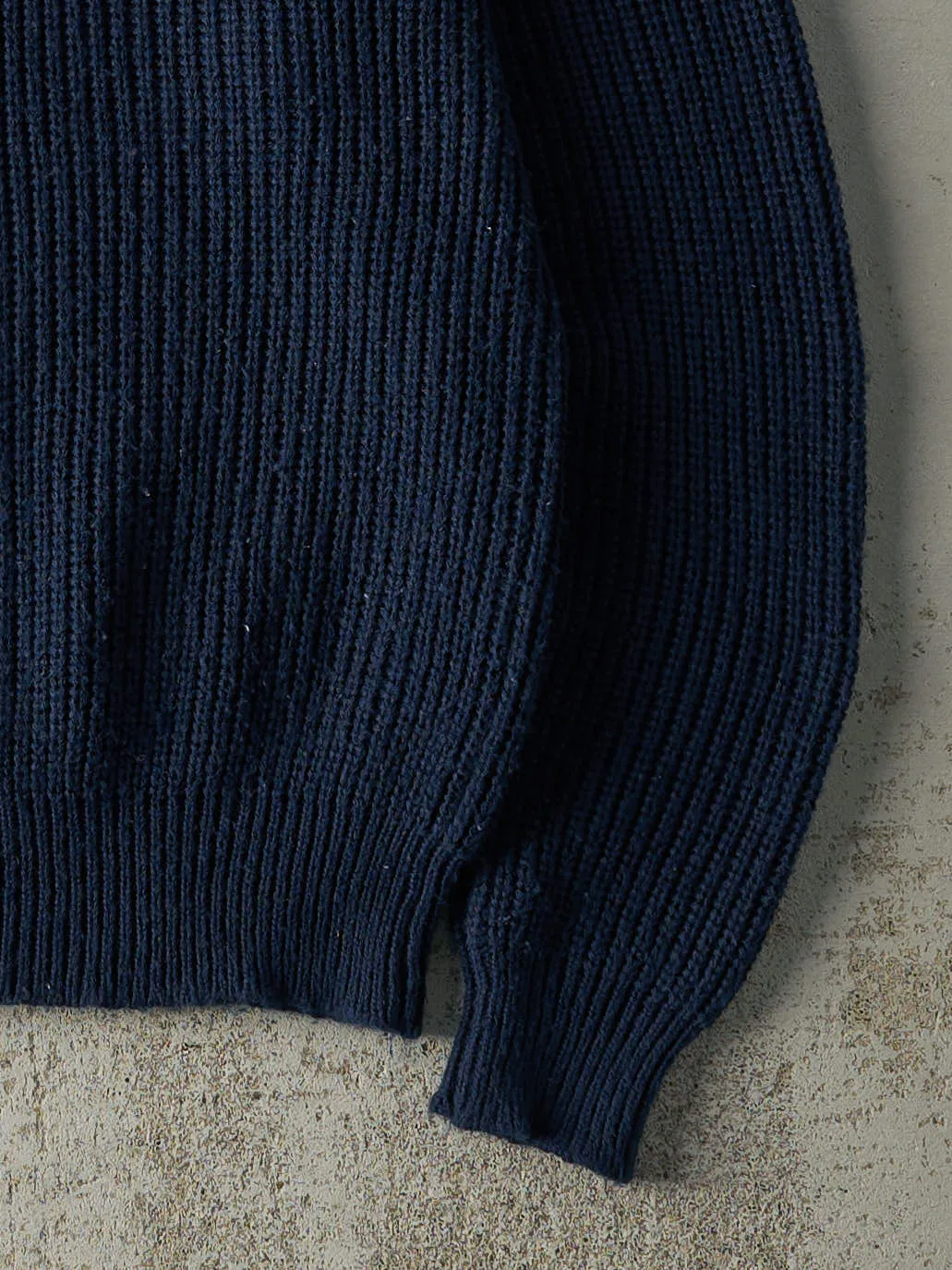 Vintage 90s Navy Blue Fishermans Knit Pullover (M)