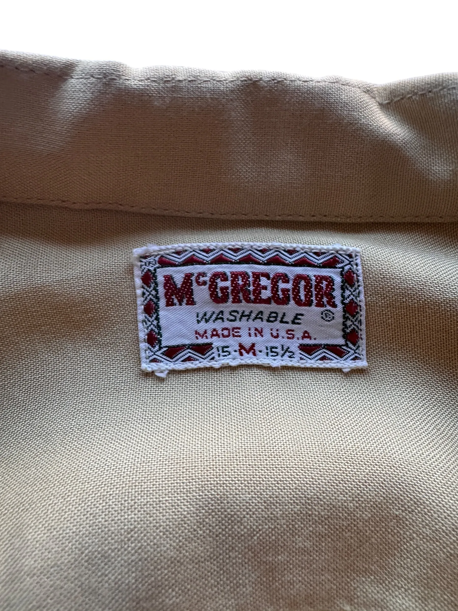 Vintage McGregor Tan Long Sleeve Rayon Loop Collar SZ M