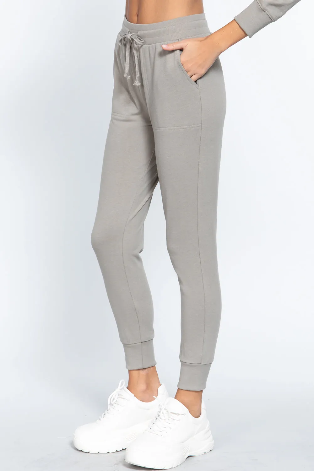 Waist Band Long Sweatpants With Pockets