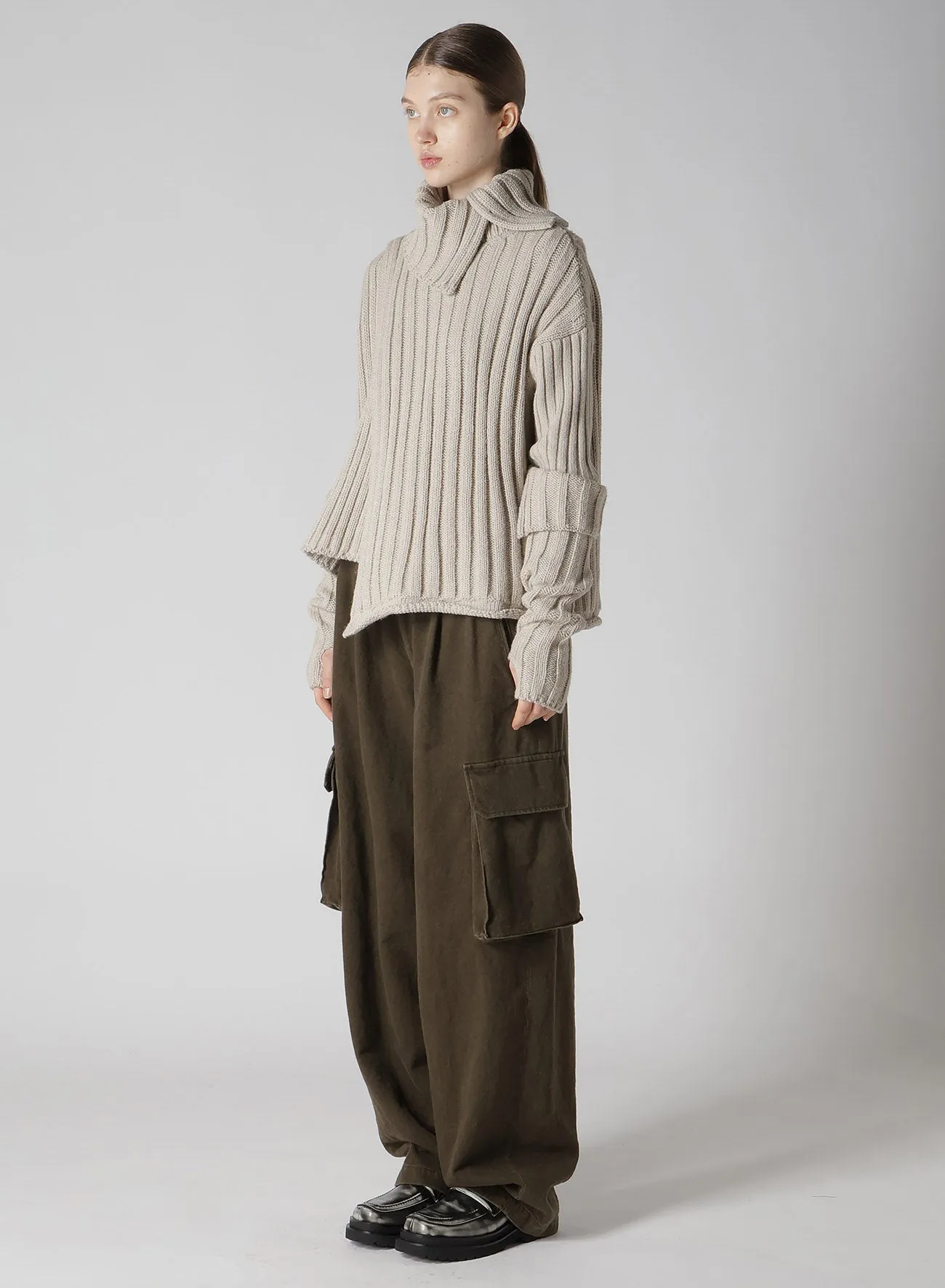 WIDE RIB TURTLENECK KNIT PULLOVER