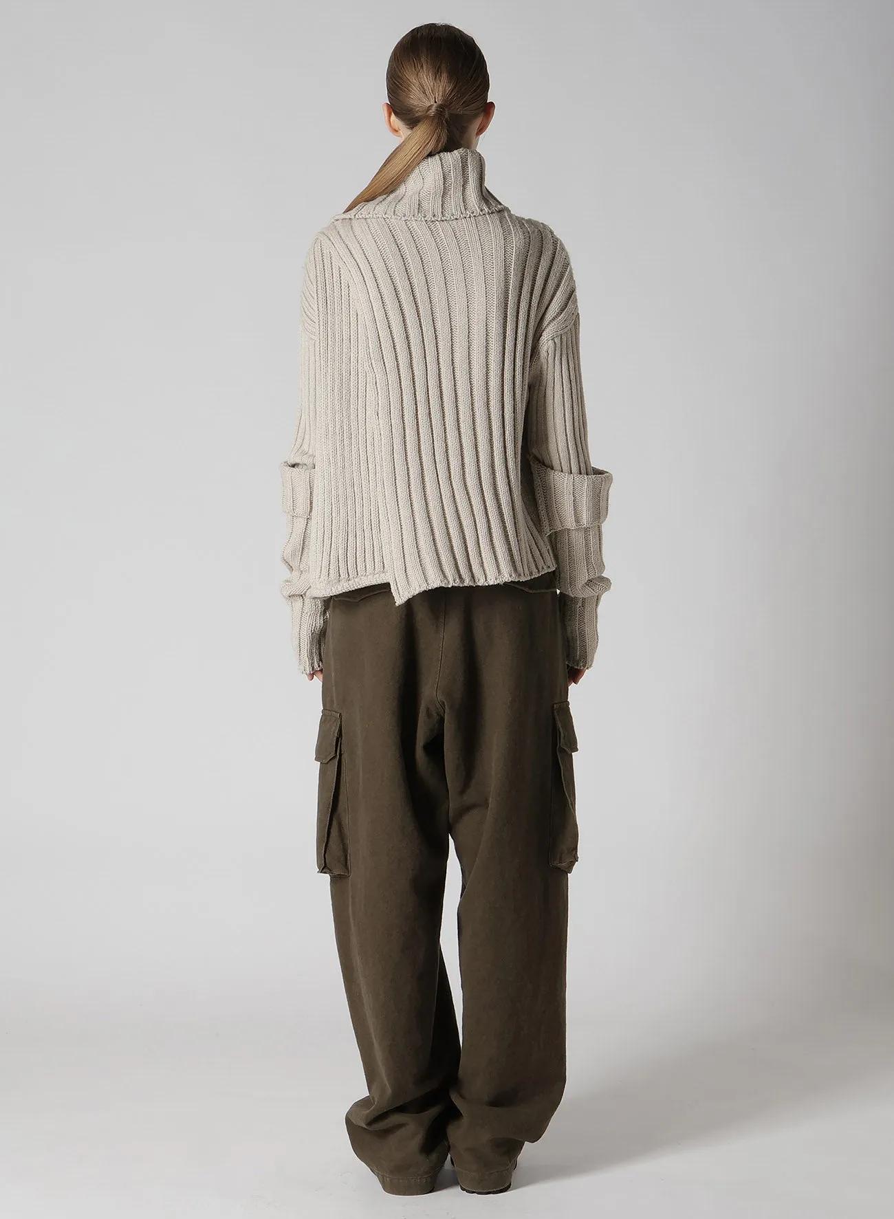 WIDE RIB TURTLENECK KNIT PULLOVER