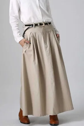 Women's maxi linen skrit in khaki 0903#